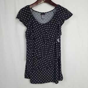 Oh Baby Maternity Medium Black Polka Ruffle Blouse